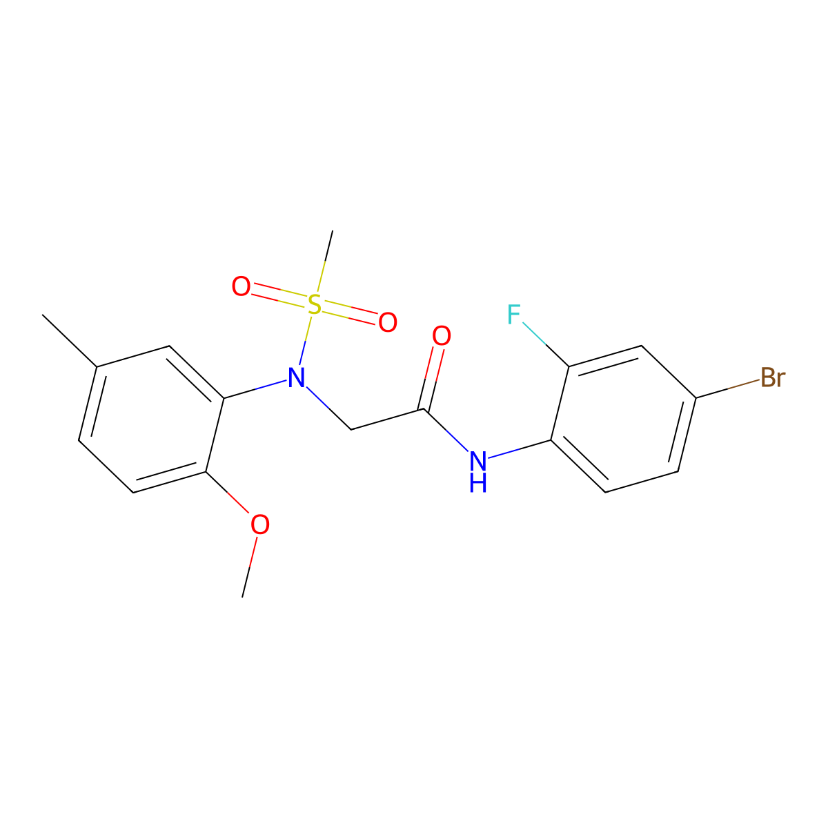 N-(4-bromo-2-fluorophenyl)-2-(2-methoxy-5-methyl-N-methylsulfonylanilino)acetamide molecular structure, CAS 701274-37-5