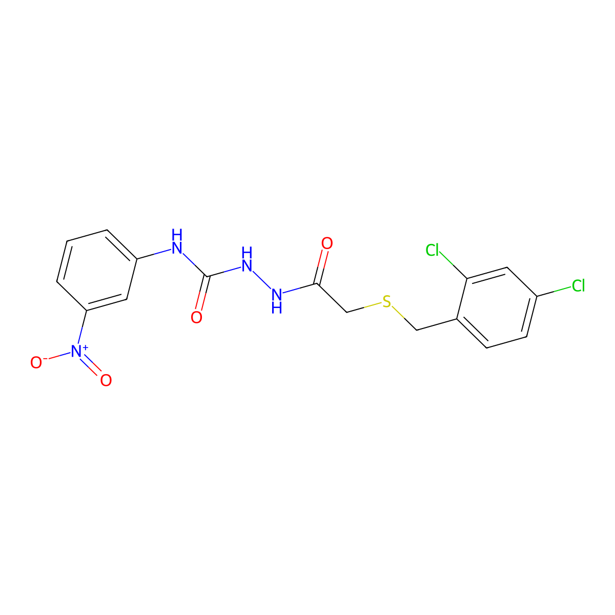1-[[2-[(2,4-Dichlorophenyl)methylsulfanyl]acetyl]amino]-3-(3-nitrophenyl)urea molecular structure, CAS 701274-39-7