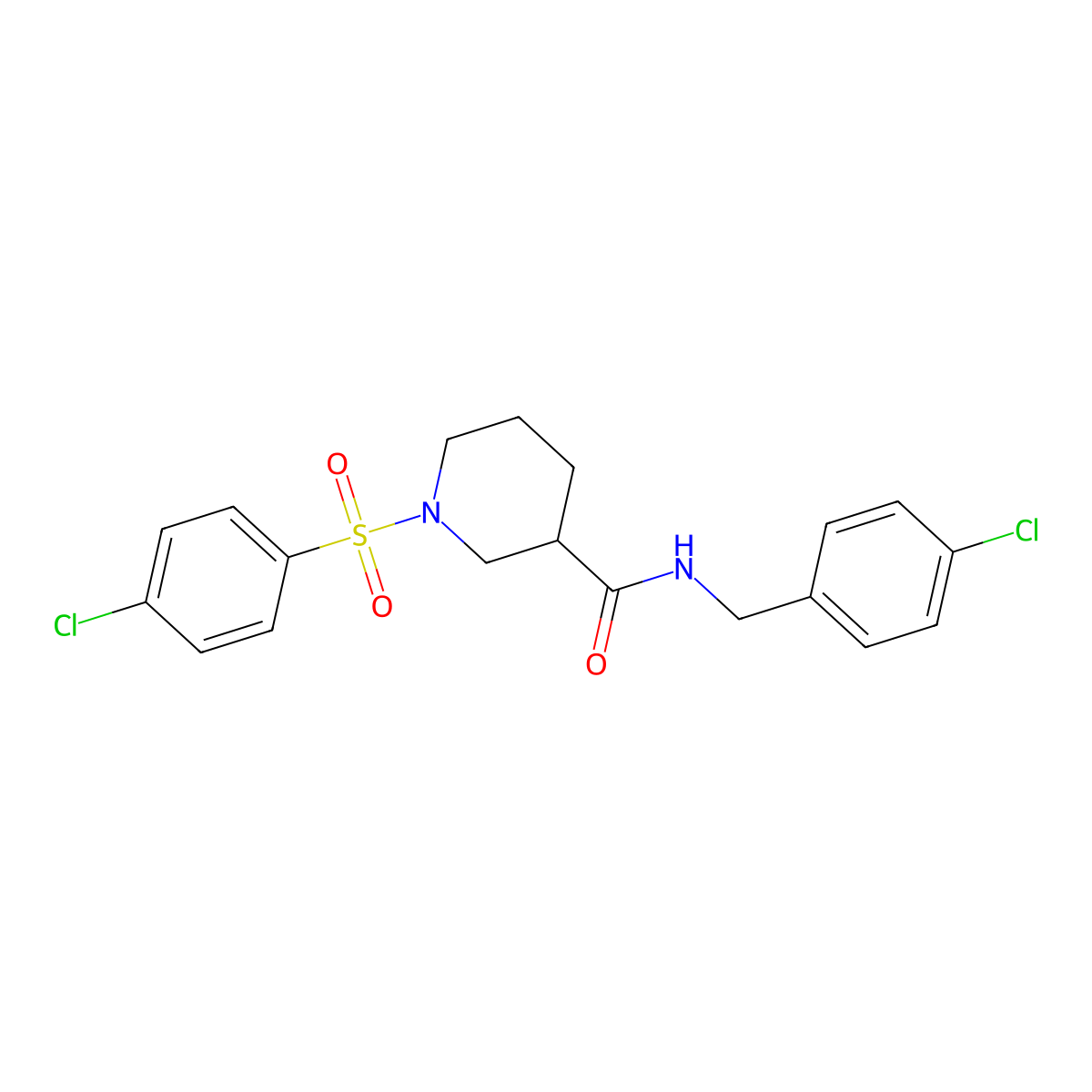 N-(4-chlorobenzyl)-1-[(4-chlorophenyl)sulfonyl]piperidine-3-carboxamide molecular structure, CAS 701274-45-5