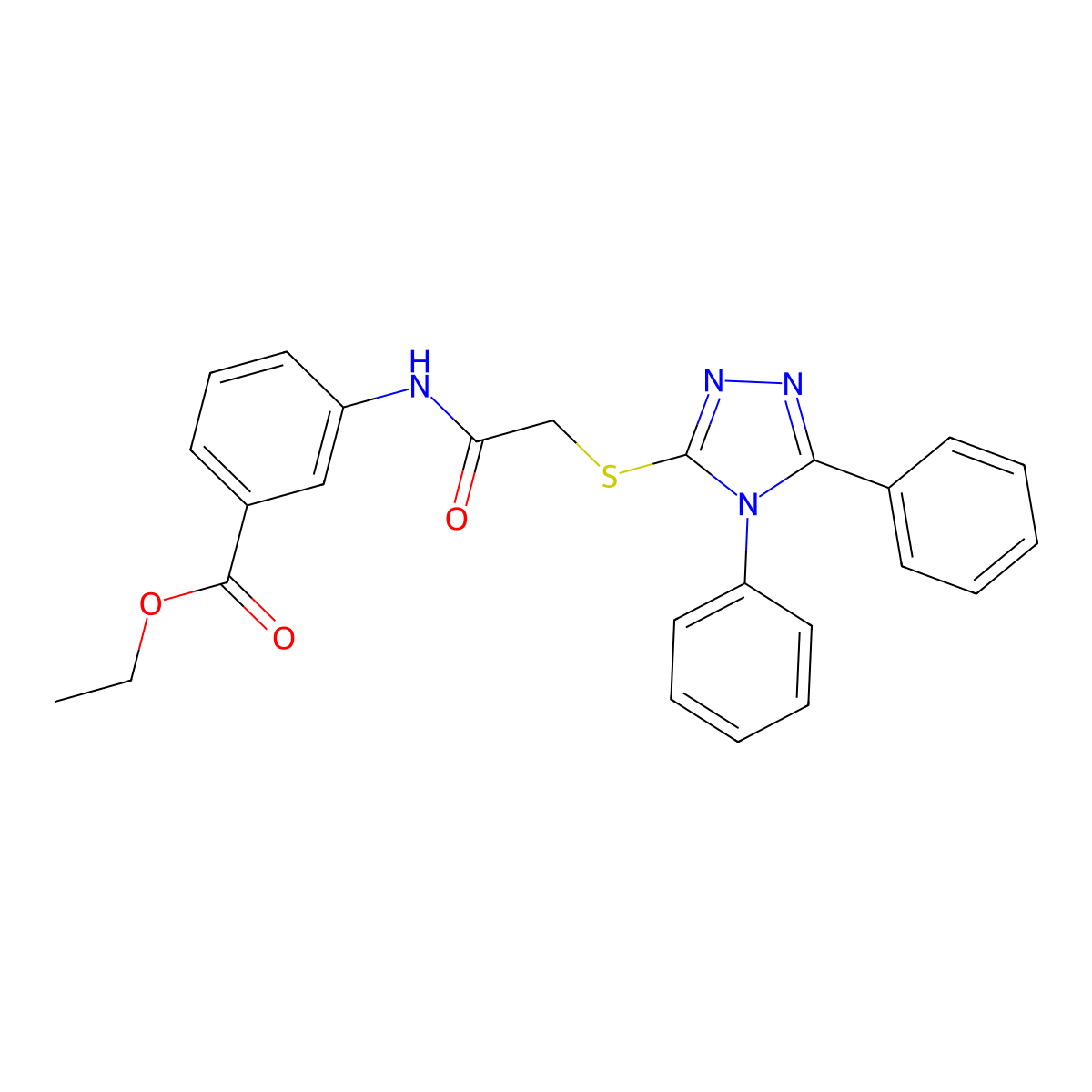 ethyl 3-({[(4,5-diphenyl-4H-1,2,4-triazol-3-yl)sulfanyl]acetyl}amino)benzoate molecular structure, CAS 701274-66-0