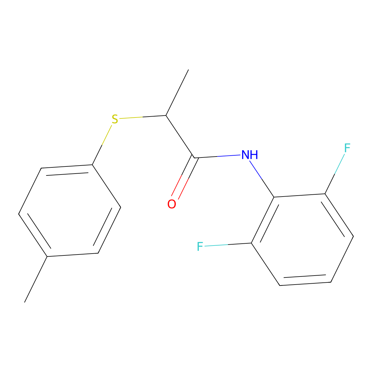 N-(2,6-difluorophenyl)-2-(4-methylphenyl)sulfanylpropanamide molecular structure, CAS 701274-77-3