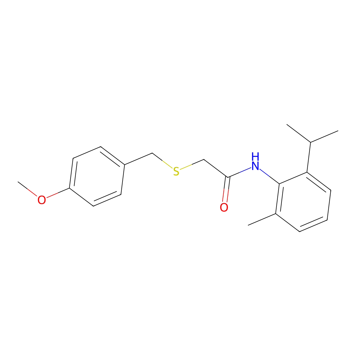 2-[(4-methoxyphenyl)methylsulfanyl]-N-(2-methyl-6-propan-2-ylphenyl)acetamide molecular structure, CAS 701275-02-7