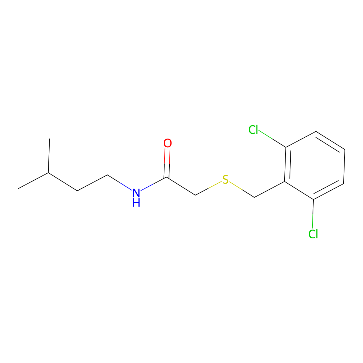 2-[(2,6-dichlorobenzyl)sulfanyl]-N-(3-methylbutyl)acetamide molecular structure, CAS 701275-08-3