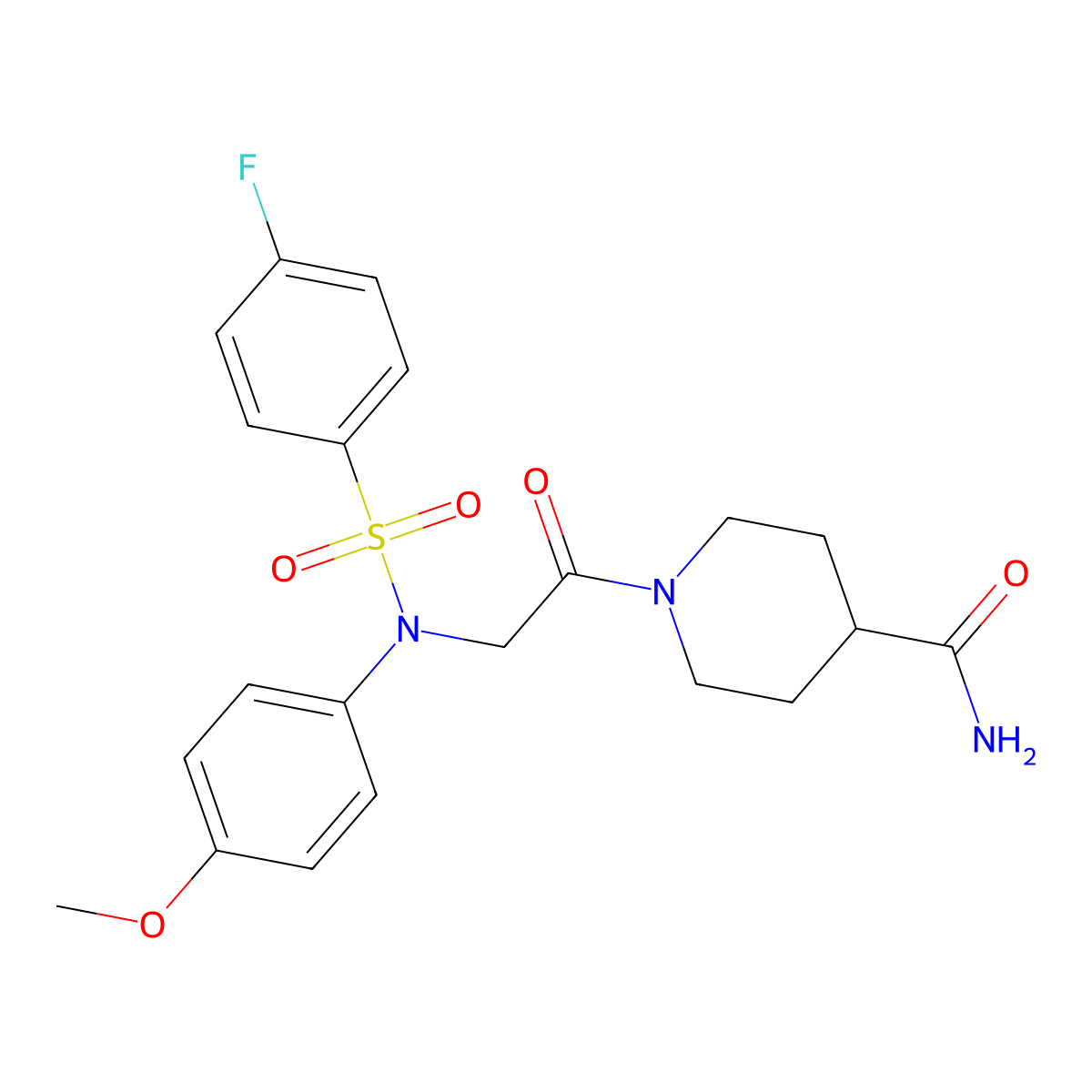 1-[2-(N-(4-fluorophenyl)sulfonyl-4-methoxyanilino)acetyl]piperidine-4-carboxamide molecular structure, CAS 701275-11-8