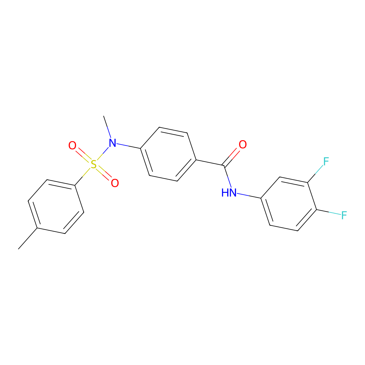 N-(3,4-difluorophenyl)-4-[methyl-(4-methylphenyl)sulfonylamino]benzamide molecular structure, CAS 701275-29-8