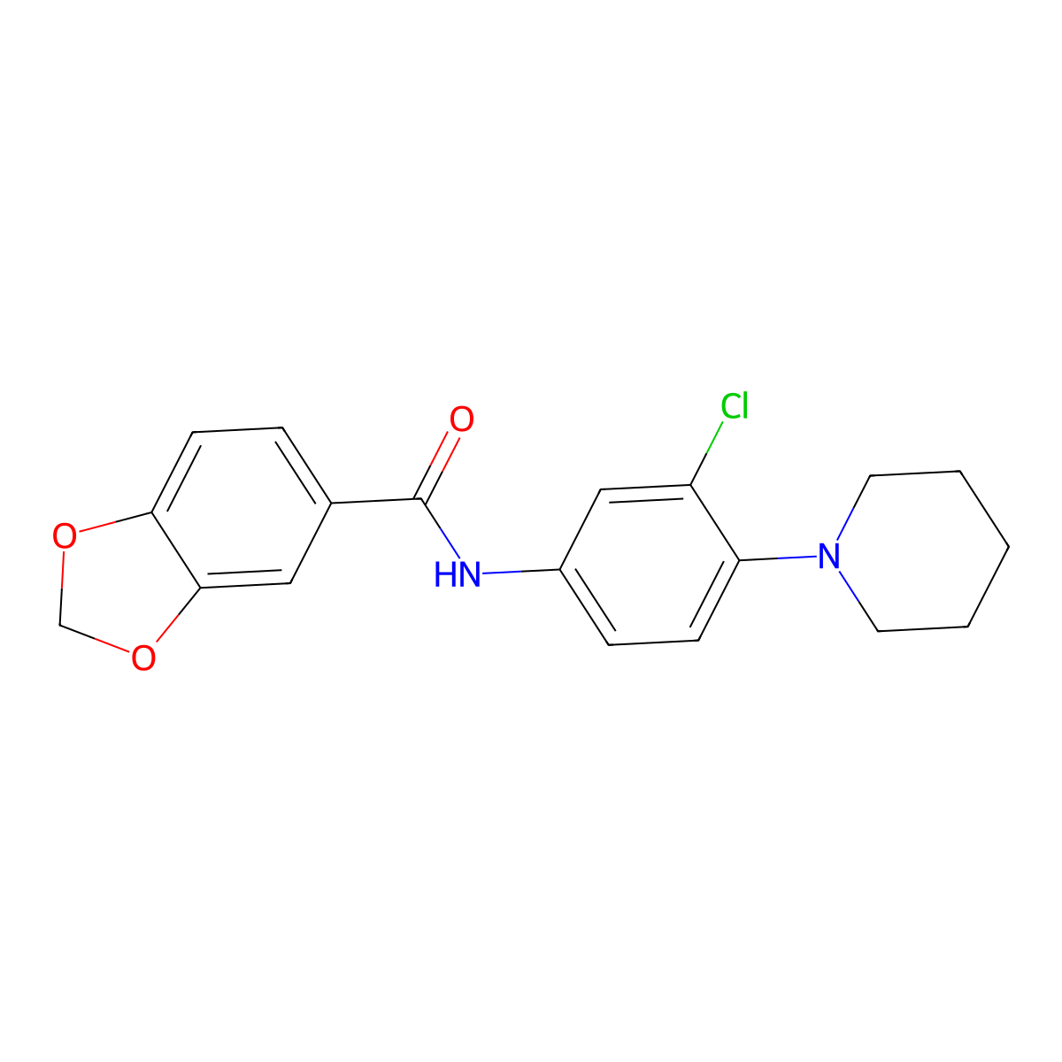 N-(3-chloro-4-piperidin-1-ylphenyl)-1,3-benzodioxole-5-carboxamide molecular structure, CAS 701275-34-5