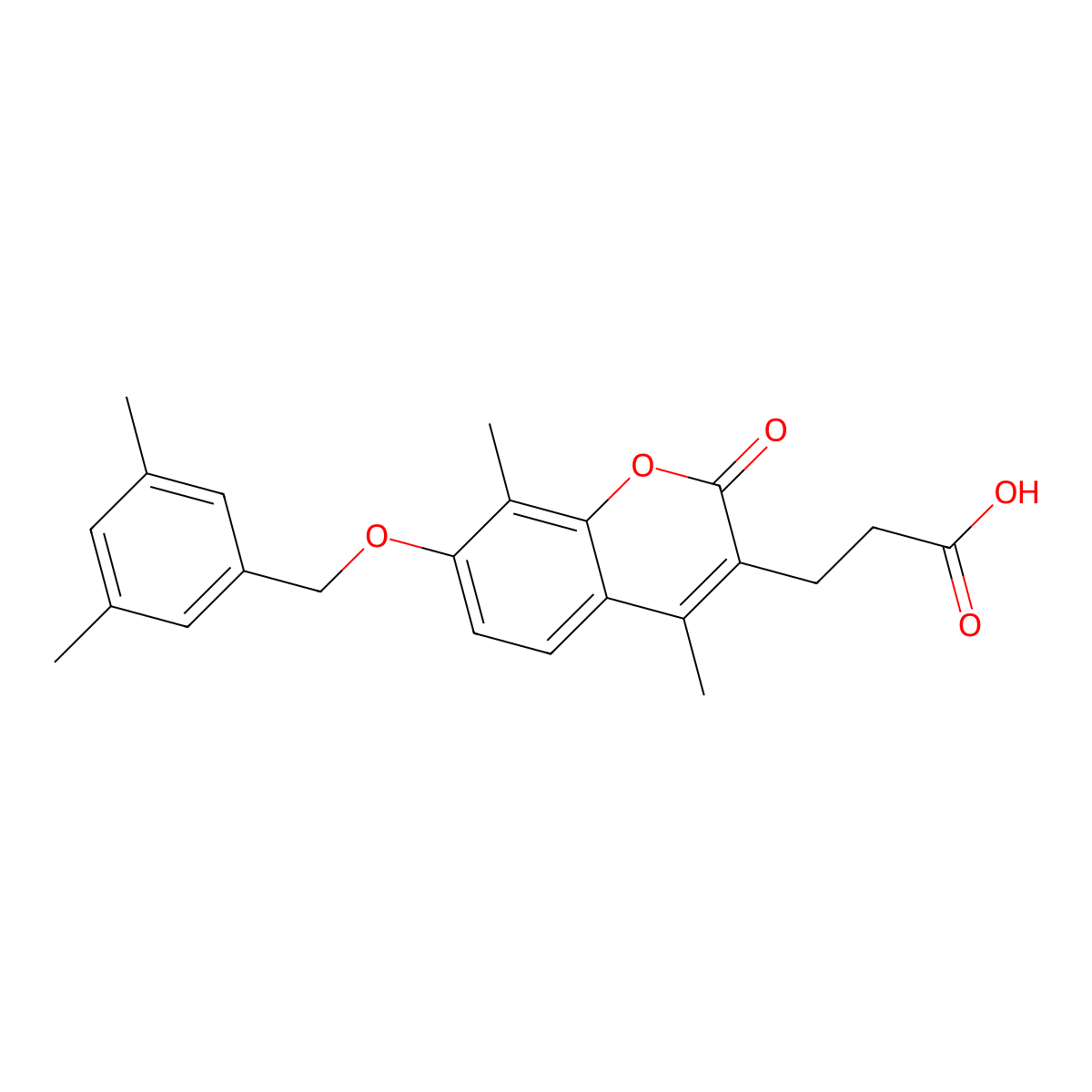 3-{7-[(3,5-dimethylbenzyl)oxy]-4,8-dimethyl-2-oxo-2H-chromen-3-yl}propanoic acid molecular structure, CAS 701275-37-8