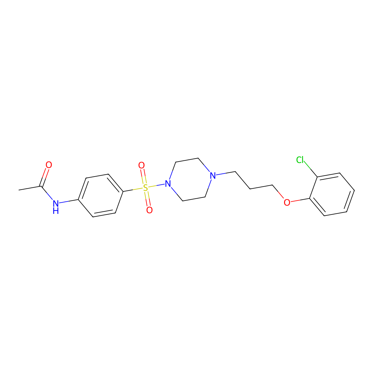 N-[4-[4-[3-(2-chlorophenoxy)propyl]piperazin-1-yl]sulfonylphenyl]acetamide molecular structure, CAS 701275-45-8