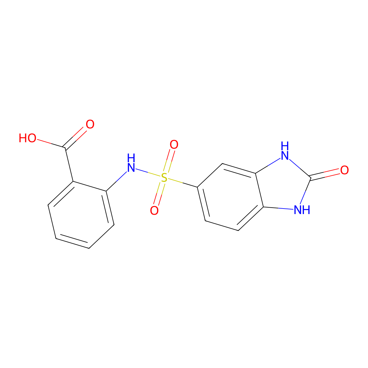 2-(2-oxo-2,3-dihydro-1H-1,3-benzodiazole-5-sulfonamido)benzoic acid molecular structure, CAS 701275-61-8