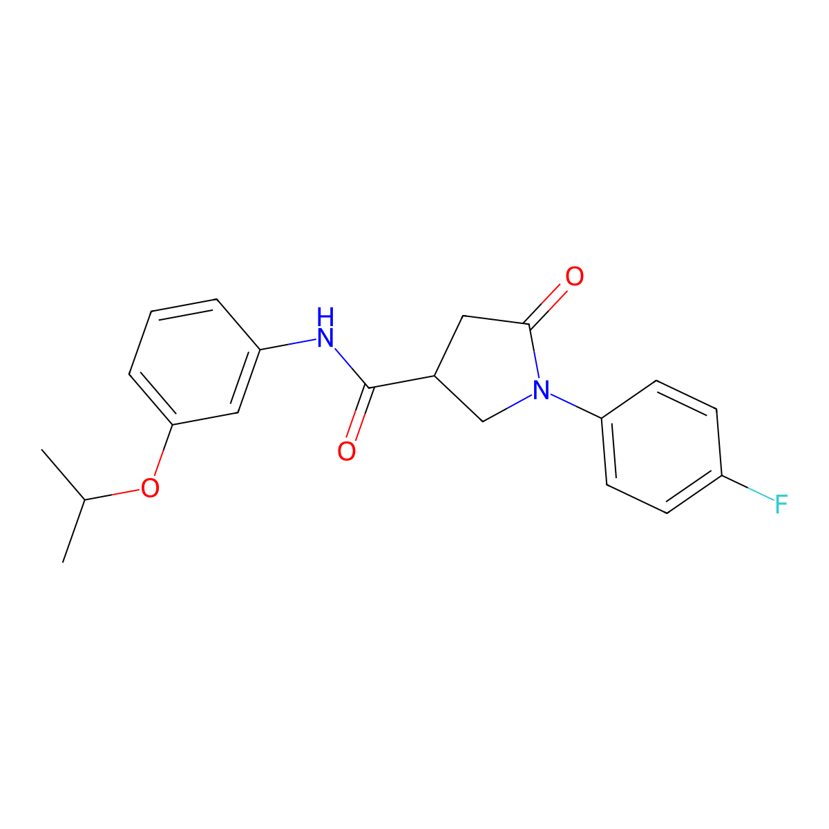 1-(4-fluorophenyl)-5-oxo-N-(3-propan-2-yloxyphenyl)pyrrolidine-3-carboxamide molecular structure, CAS 701275-86-7
