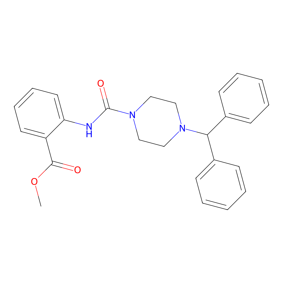 Methyl 2-{[4-(diphenylmethyl)piperazinyl]carbonylamino}benzoate molecular structure, CAS 701275-97-0