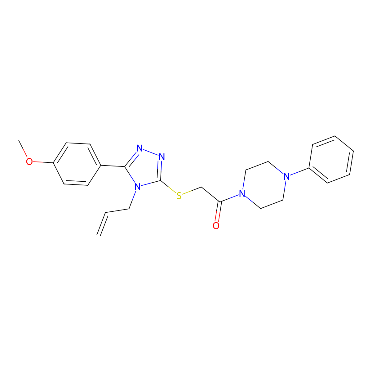 2-[[5-(4-Methoxyphenyl)-4-prop-2-enyl-1,2,4-triazol-3-yl]sulfanyl]-1-(4-phenylpiperazin-1-yl)ethanone molecular structure, CAS 701276-05-3