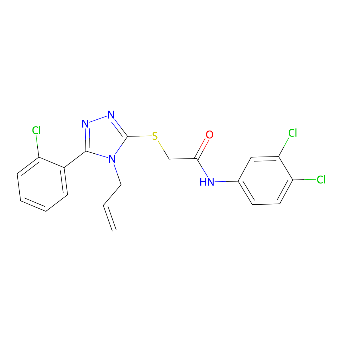 2-[[5-(2-chlorophenyl)-4-prop-2-enyl-1,2,4-triazol-3-yl]sulfanyl]-N-(3,4-dichlorophenyl)acetamide molecular structure, CAS 701276-13-3