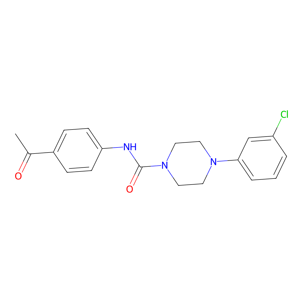 N-(4-acetylphenyl)-4-(3-chlorophenyl)piperazine-1-carboxamide molecular structure, CAS 701276-38-2