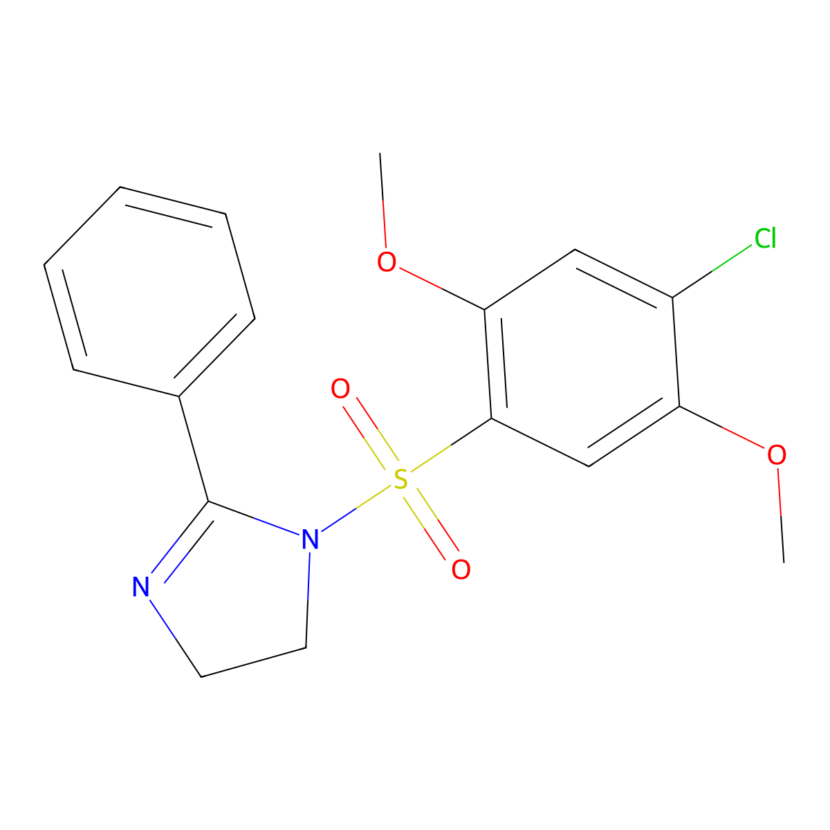 1-((4-chloro-2,5-dimethoxyphenyl)sulfonyl)-2-phenyl-4,5-dihydro-1H-imidazole molecular structure, CAS 701276-49-5
