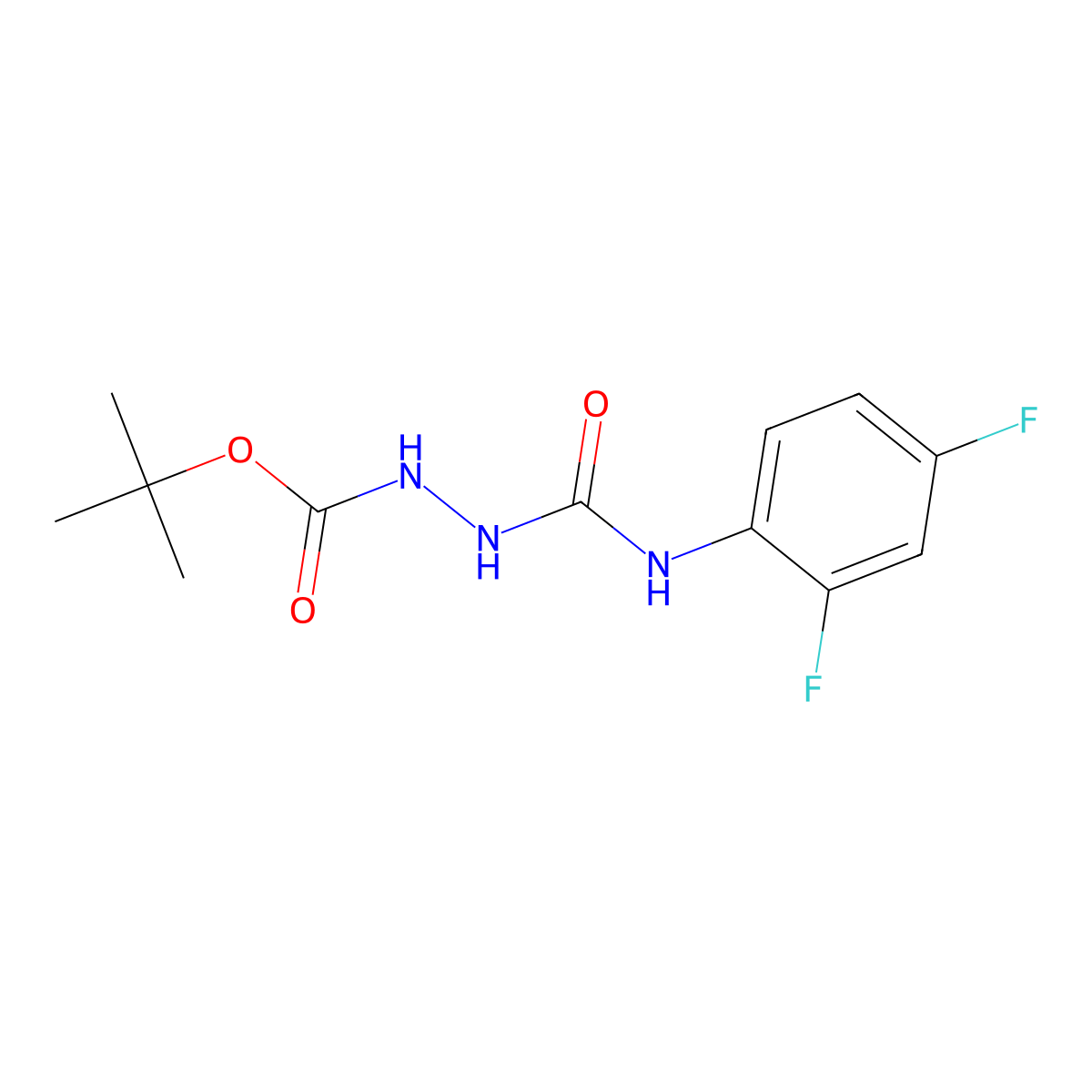 Tert-butyl 2-((2,4-difluorophenyl)carbamoyl)hydrazinecarboxylate molecular structure, CAS 701276-55-3