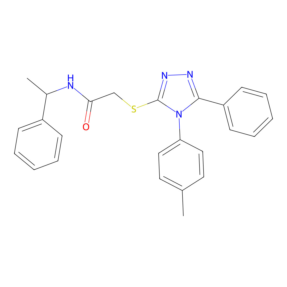 2-[[4-(4-methylphenyl)-5-phenyl-1,2,4-triazol-3-yl]sulfanyl]-N-(1-phenylethyl)acetamide molecular structure, CAS 701276-61-1