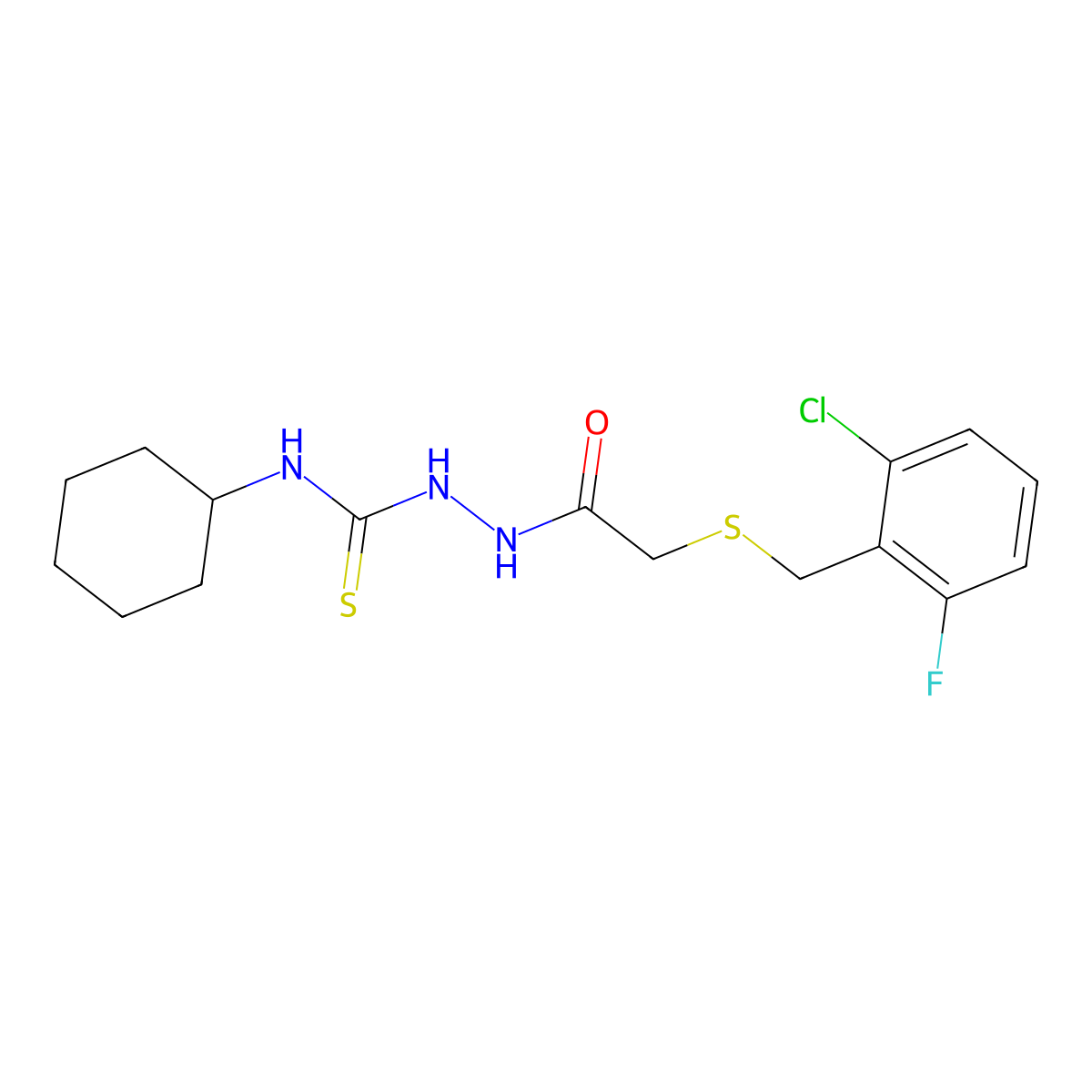 1-[[2-[(2-Chloro-6-fluorophenyl)methylsulfanyl]acetyl]amino]-3-cyclohexylthiourea molecular structure, CAS 701276-70-2