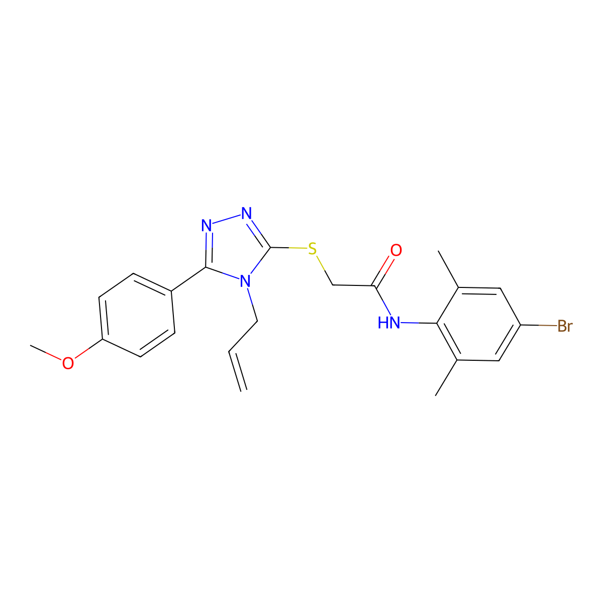 N-(4-bromo-2,6-dimethylphenyl)-2-[[5-(4-methoxyphenyl)-4-prop-2-enyl-1,2,4-triazol-3-yl]sulfanyl]acetamide molecular structure, CAS 701276-75-7