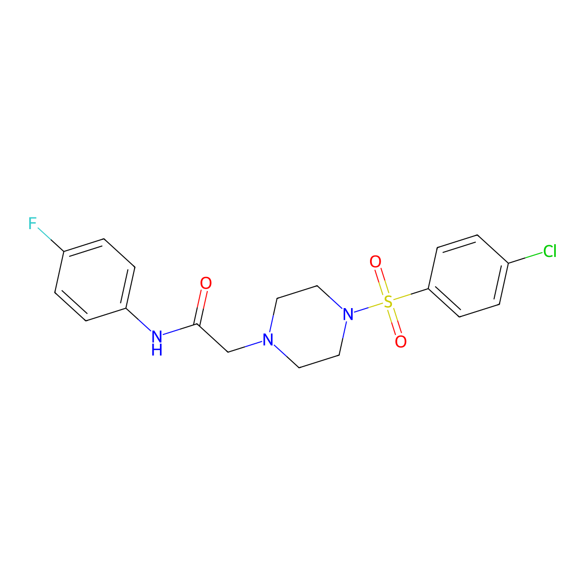 2-{4-[(4-chlorophenyl)sulfonyl]piperazinyl}-N-(4-fluorophenyl)acetamide molecular structure, CAS 701276-83-7
