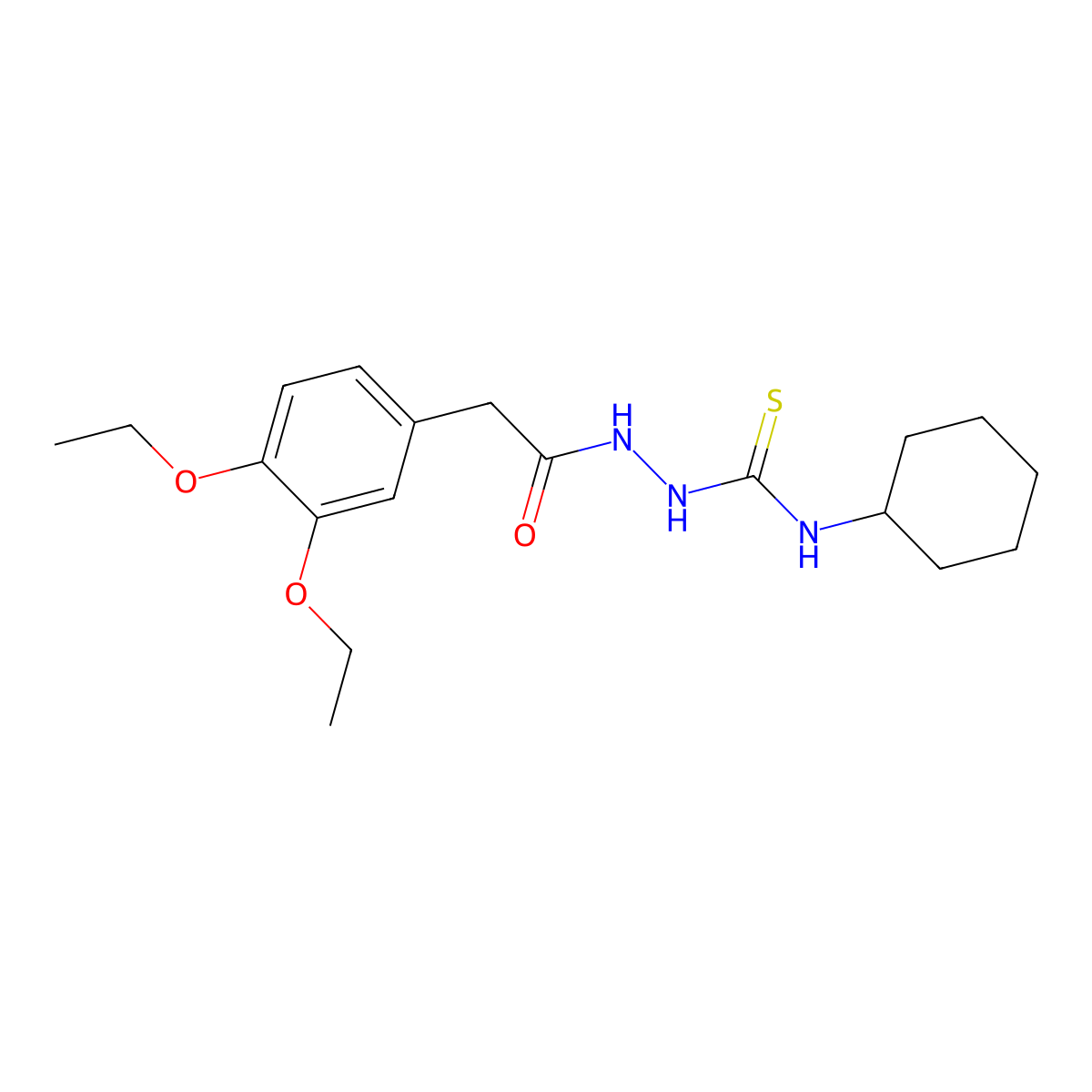 N-cyclohexyl-2-[(3,4-diethoxyphenyl)acetyl]hydrazinecarbothioamide molecular structure, CAS 701276-99-5