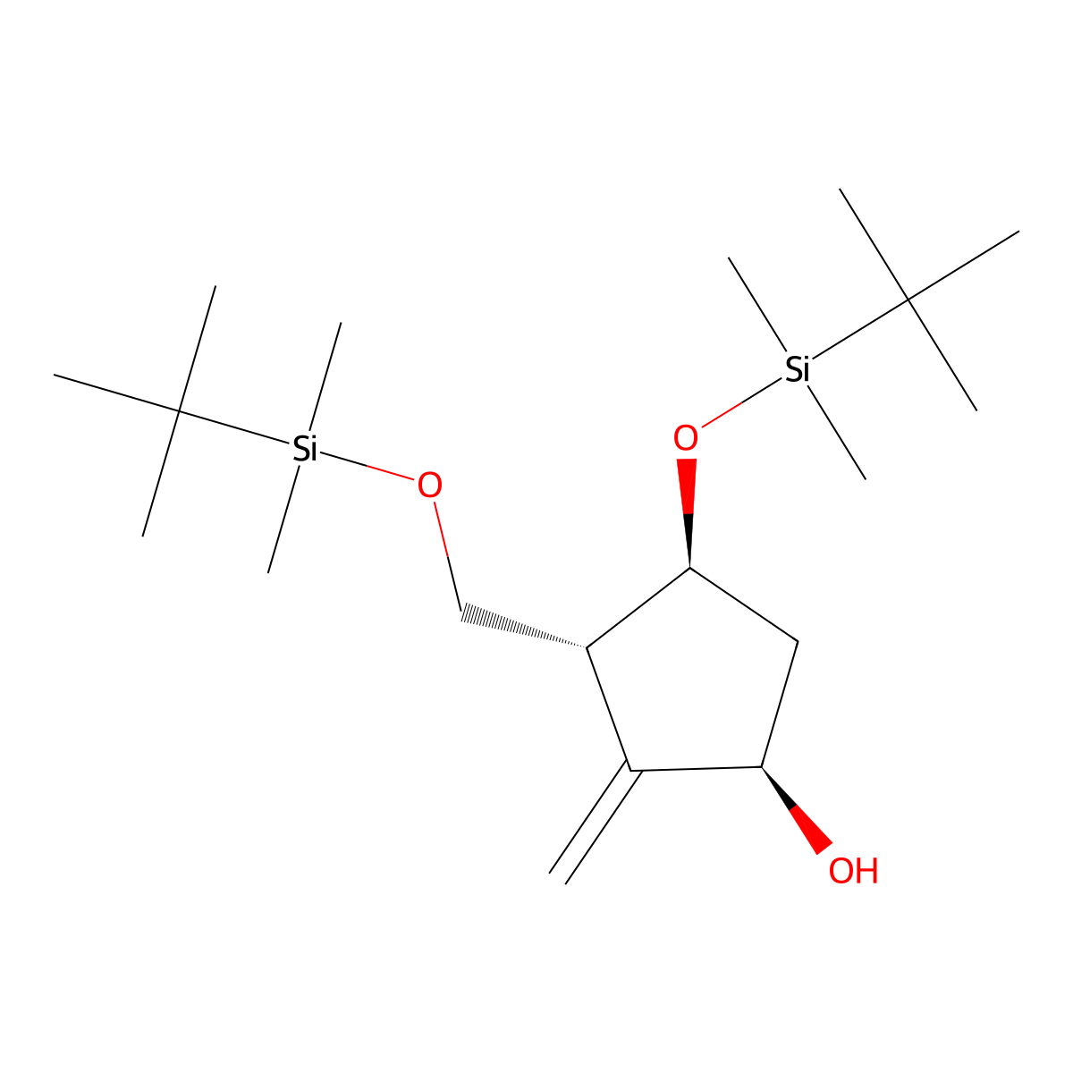 (1R,3R,4S)-4-((tert-Butyldimethylsilyl)oxy)-3-(((tert-butyldimethylsilyl)oxy)methyl)-2-methylenecyclopentanol molecular structure, CAS 701278-56-0