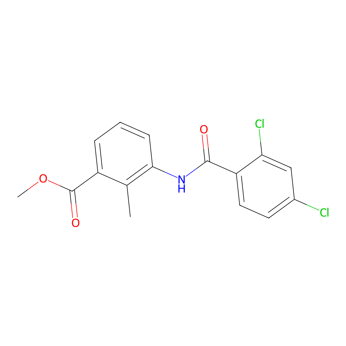 Methyl 3-{[(2,4-dichlorophenyl)carbonyl]amino}-2-methylbenzoate molecular structure, CAS 701279-30-3