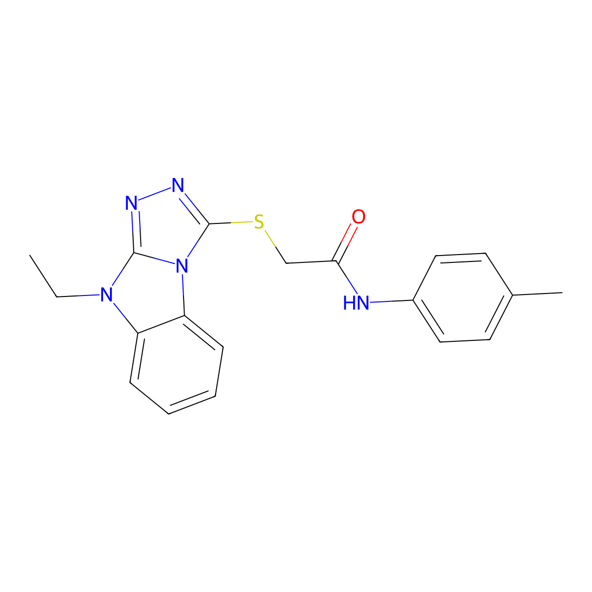 2-[(9-ethyl-9H-[1,2,4]triazolo[4,3-a]benzimidazol-3-yl)sulfanyl]-N-(4-methylphenyl)acetamide molecular structure, CAS 701279-70-1