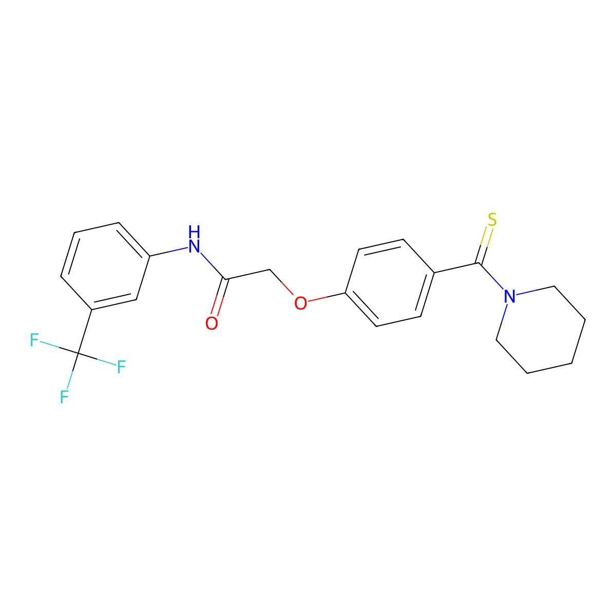 2-[4-(piperidin-1-ylcarbonothioyl)phenoxy]-N-[3-(trifluoromethyl)phenyl]acetamide molecular structure, CAS 701279-82-5