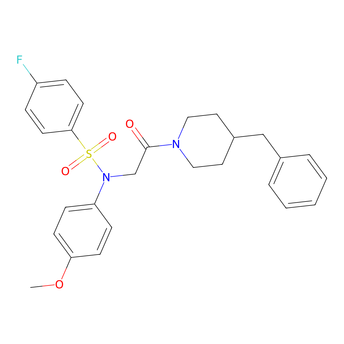 N-[2-(4-benzylpiperidin-1-yl)-2-oxoethyl]-4-fluoro-N-(4-methoxyphenyl)benzenesulfonamide molecular structure, CAS 701279-84-7