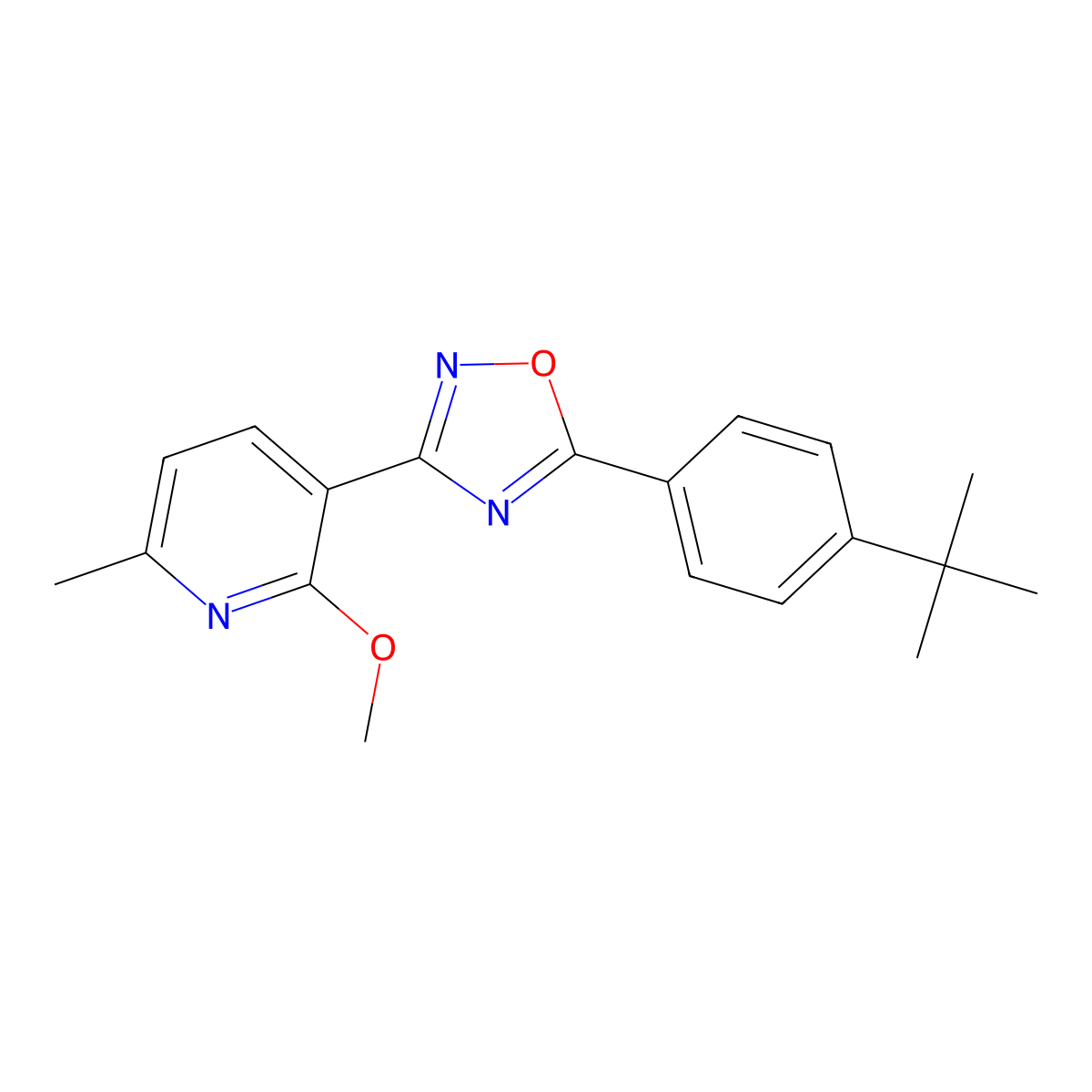 3-[5-(4-Tert-butylphenyl)-1,2,4-oxadiazol-3-yl]-2-methoxy-6-methylpyridine molecular structure, CAS 701279-89-2