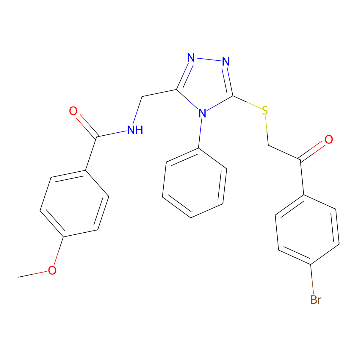 N-[[5-[2-(4-bromophenyl)-2-oxoethyl]sulfanyl-4-phenyl-1,2,4-triazol-3-yl]methyl]-4-methoxybenzamide molecular structure, CAS 701279-94-9