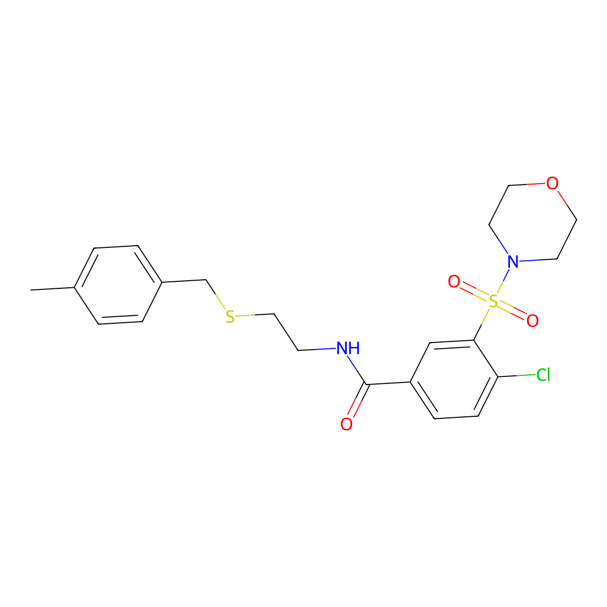 4-chloro-N-{2-[(4-methylbenzyl)thio]ethyl}-3-(4-morpholinylsulfonyl)benzamide molecular structure, CAS 701279-95-0