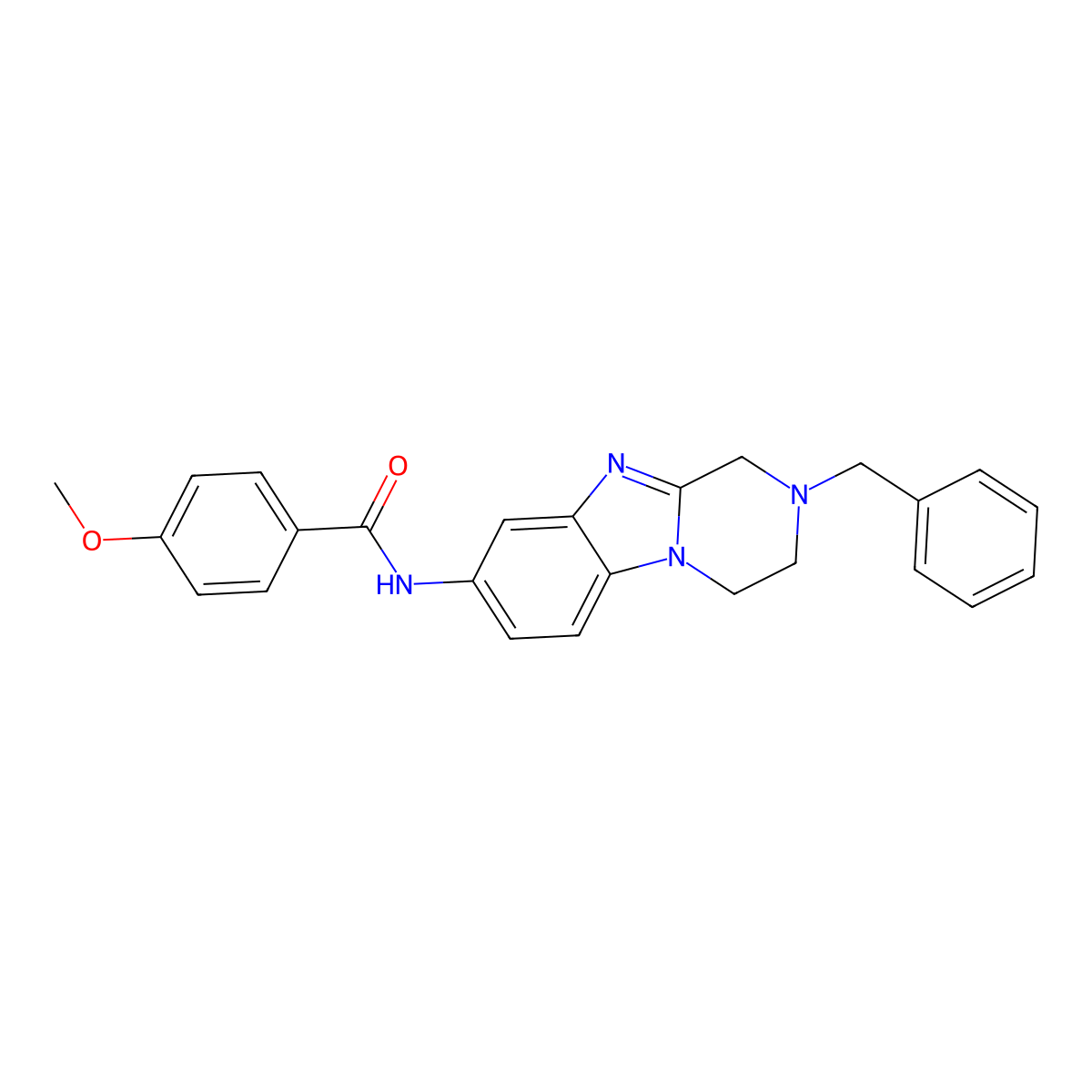 N-(2-benzyl-3,4-dihydro-1H-pyrazino[1,2-a]benzimidazol-8-yl)-4-methoxybenzamide molecular structure, CAS 701280-15-1
