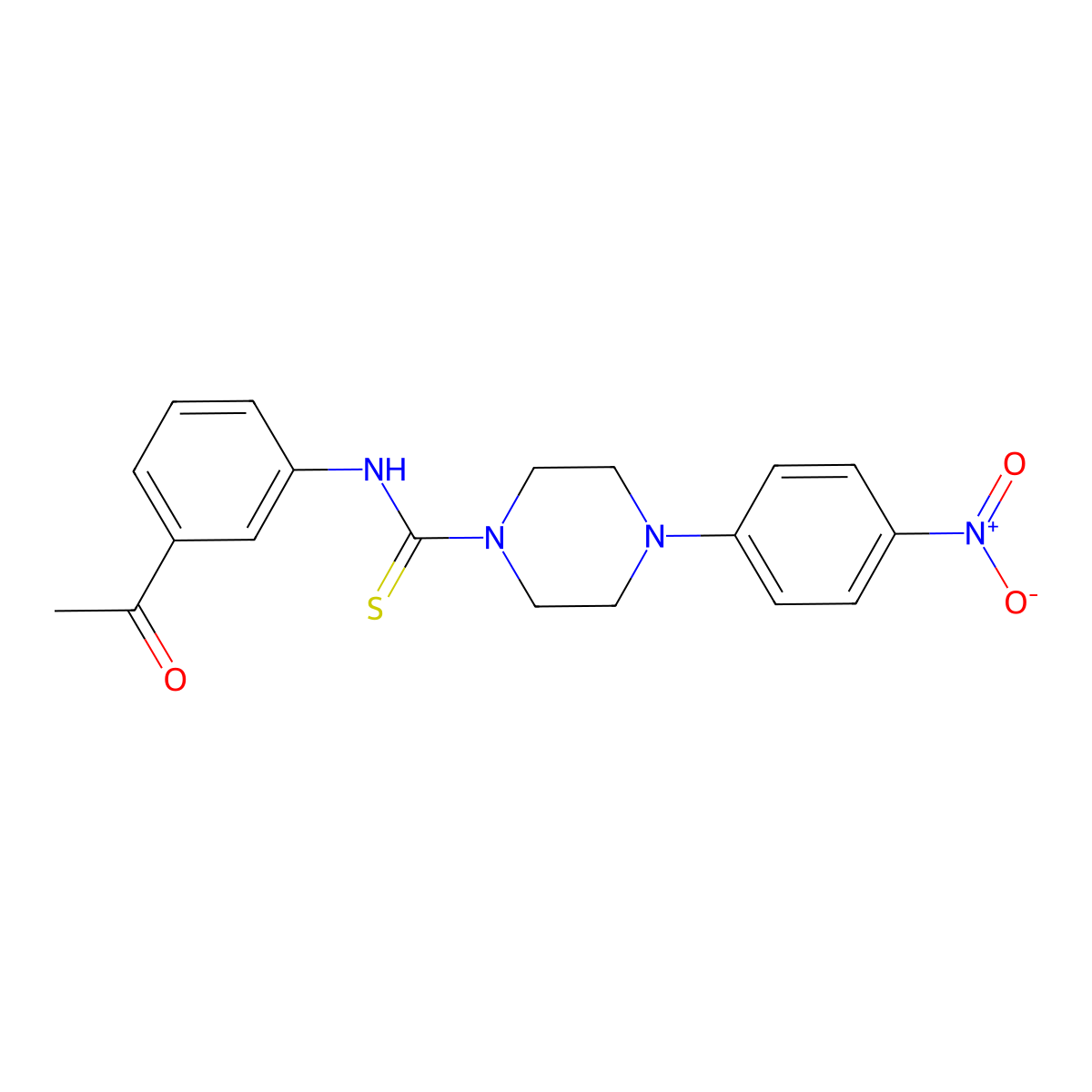 N-(3-acetylphenyl)-4-(4-nitrophenyl)piperazine-1-carbothioamide molecular structure, CAS 701280-32-2