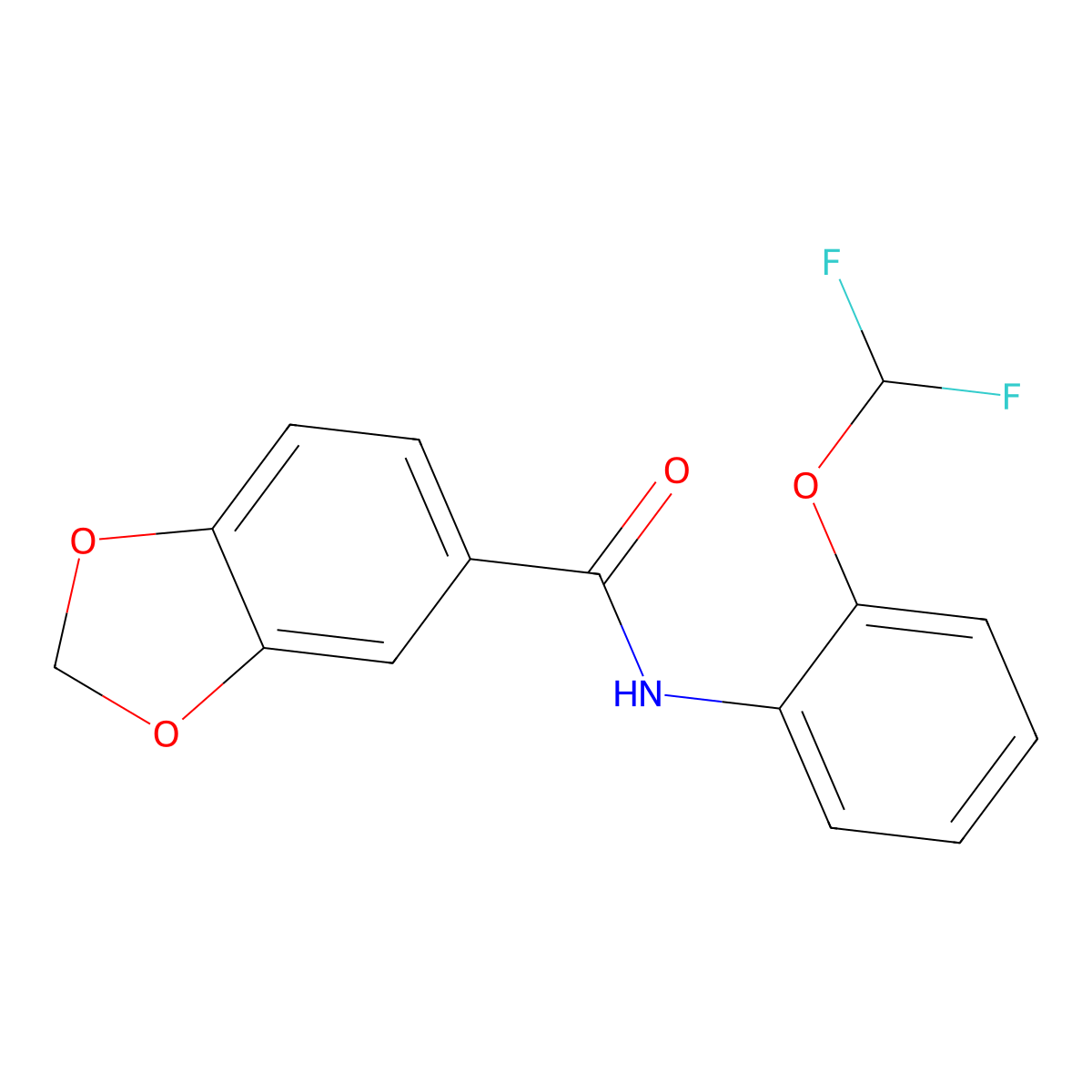 N-[2-(difluoromethoxy)phenyl]-1,3-benzodioxole-5-carboxamide molecular structure, CAS 701280-49-1
