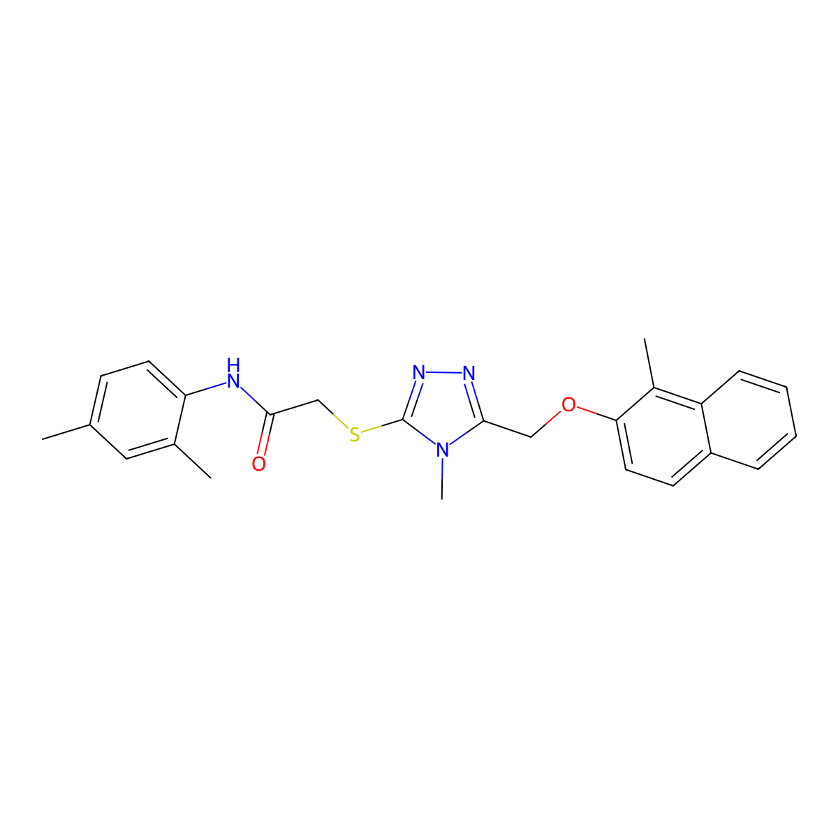 N-(2,4-dimethylphenyl)-2-[[4-methyl-5-[(1-methylnaphthalen-2-yl)oxymethyl]-1,2,4-triazol-3-yl]sulfanyl]acetamide molecular structure, CAS 701280-53-7