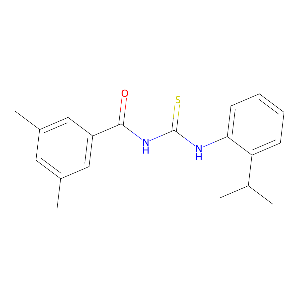 3,5-dimethyl-N-[(2-propan-2-ylphenyl)carbamothioyl]benzamide molecular structure, CAS 701280-61-7