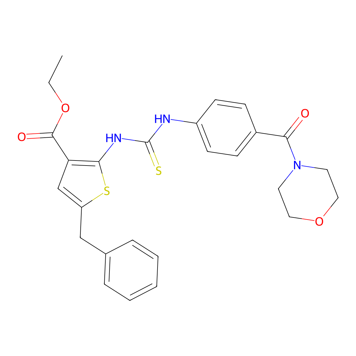Ethyl 5-benzyl-2-({[4-(morpholin-4-ylcarbonyl)phenyl]carbamothioyl}amino)thiophene-3-carboxylate molecular structure, CAS 701280-77-5
