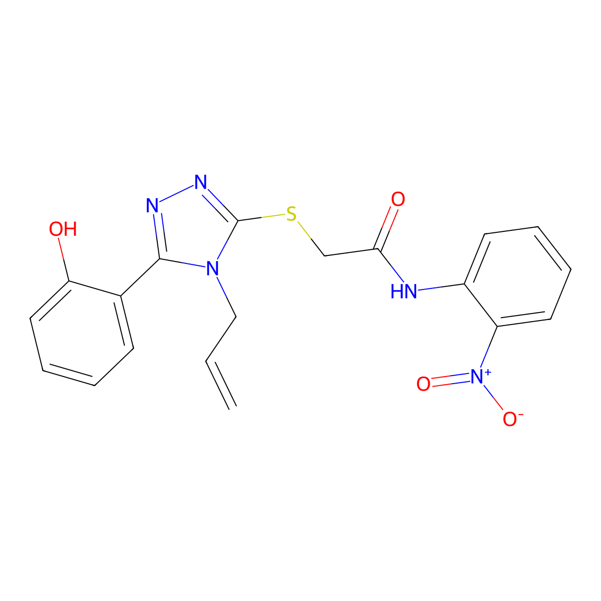 2-((4-allyl-5-(2-hydroxyphenyl)-4H-1,2,4-triazol-3-yl)thio)-N-(2-nitrophenyl)acetamide molecular structure, CAS 701280-80-0