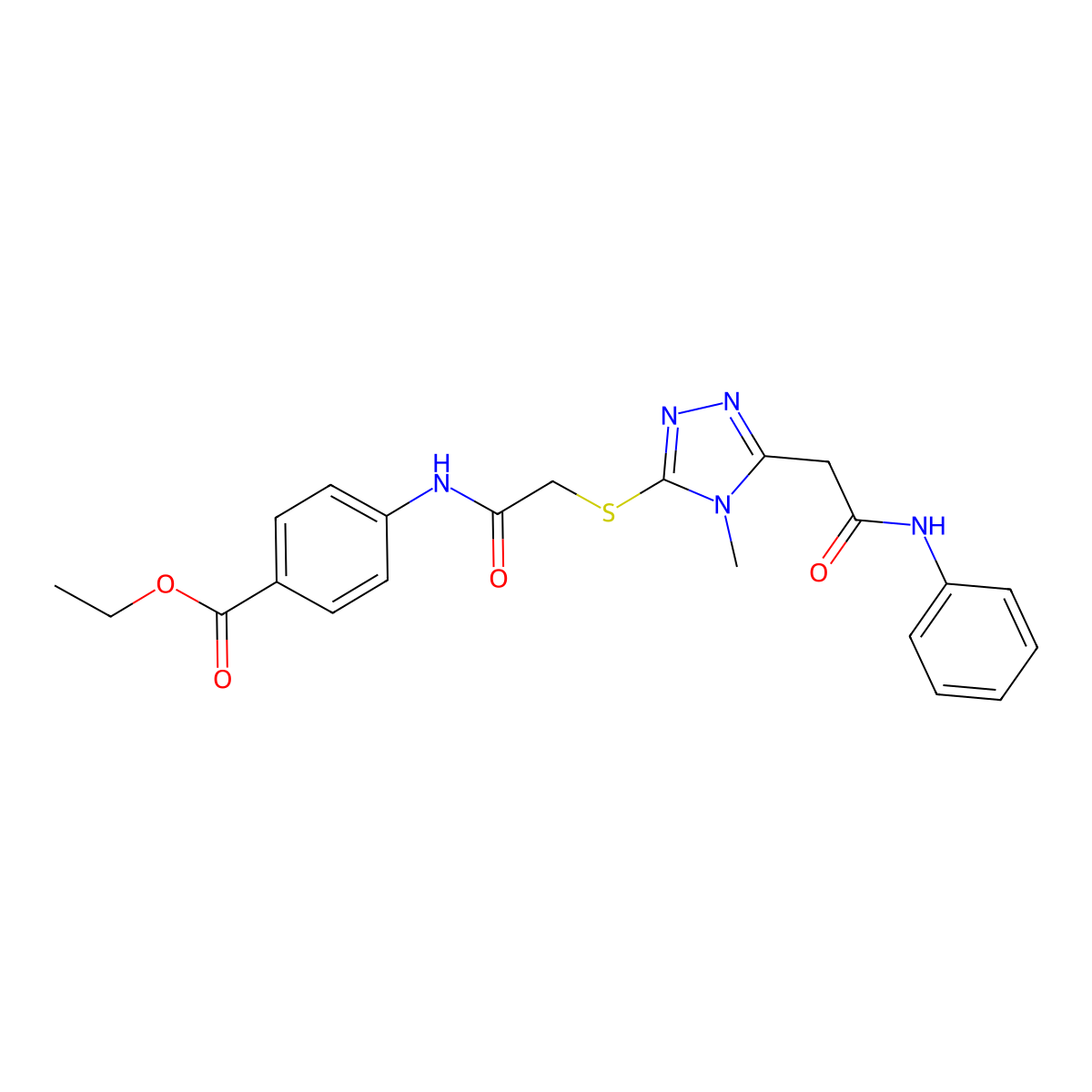 ethyl 4-{[({4-methyl-5-[2-oxo-2-(phenylamino)ethyl]-4H-1,2,4-triazol-3-yl}sulfanyl)acetyl]amino}benzoate molecular structure, CAS 701280-92-4