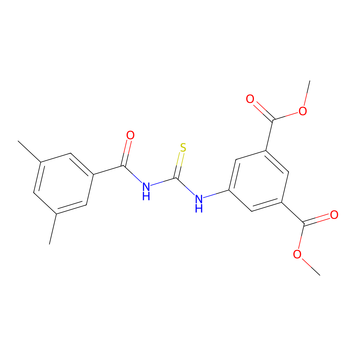 Dimethyl 5-({[(3,5-dimethylbenzoyl)amino]carbothioyl}amino)isophthalate molecular structure, CAS 701281-01-8