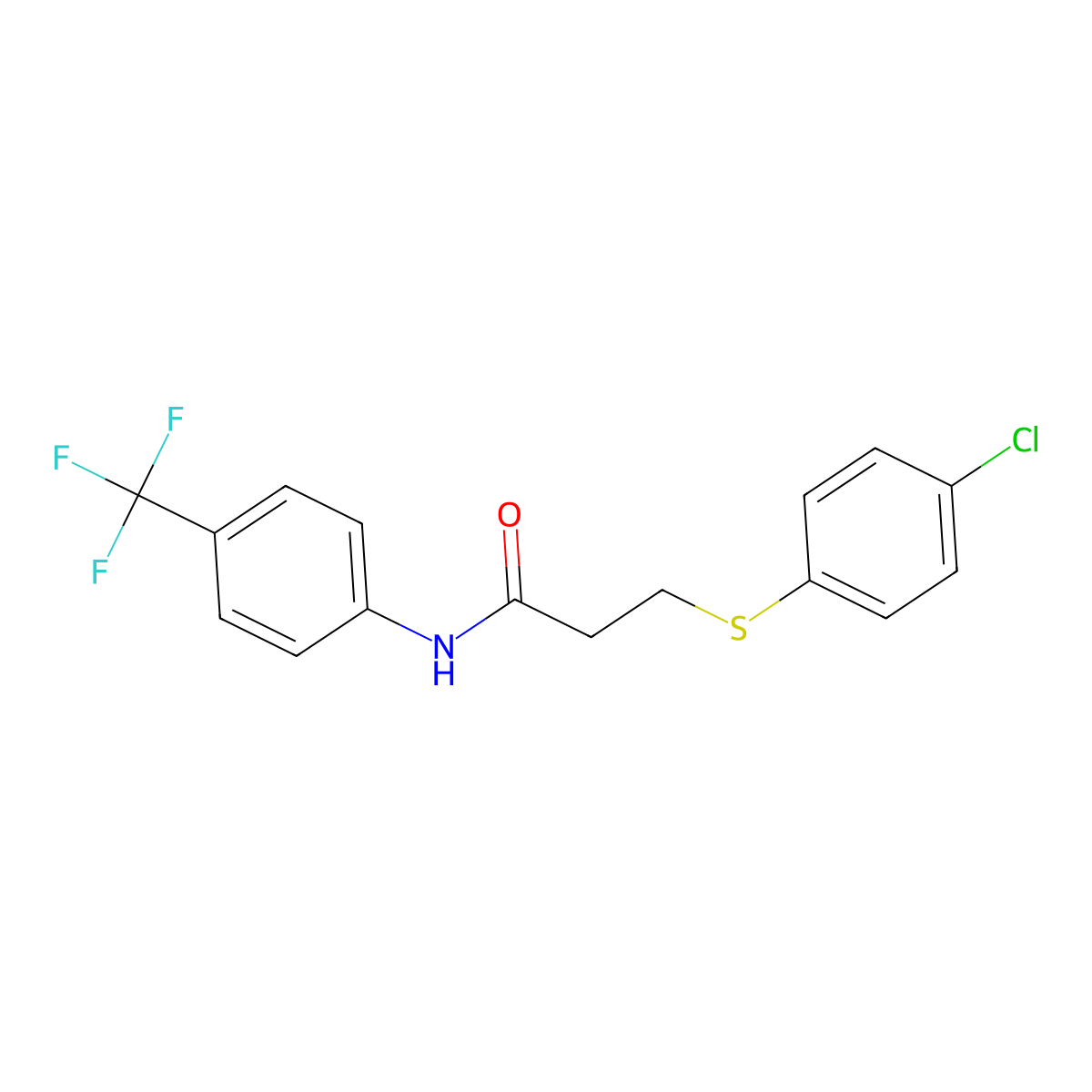 3-(4-chlorophenyl)sulfanyl-N-[4-(trifluoromethyl)phenyl]propanamide molecular structure, CAS 701281-13-2
