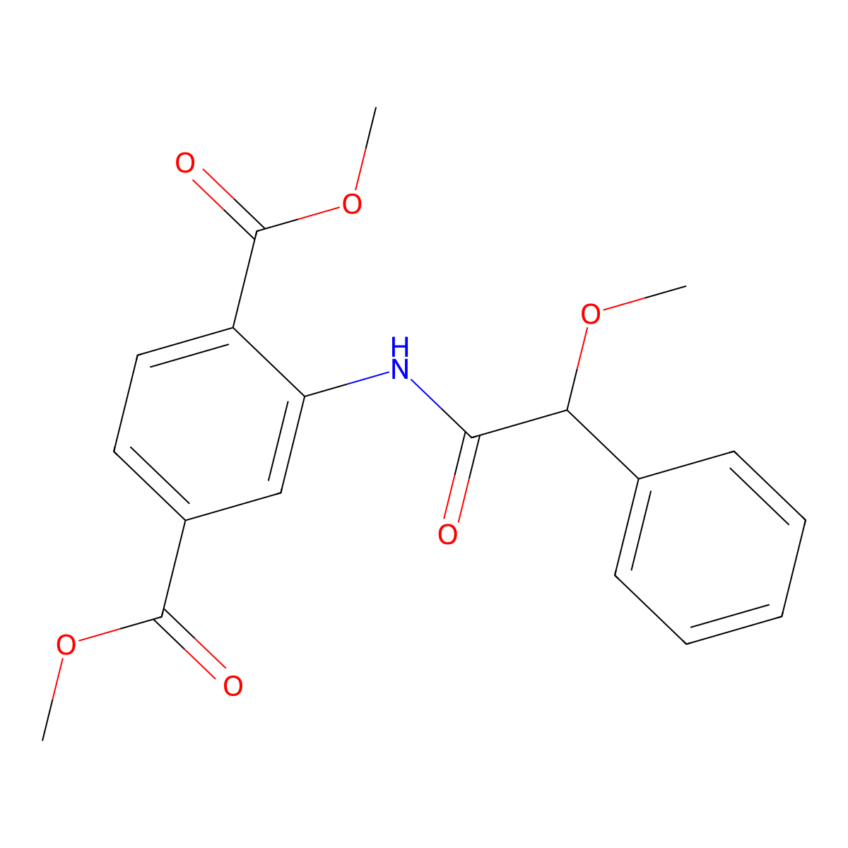 Dimethyl 2-(2-methoxy-2-phenylacetamido)terephthalate molecular structure, CAS 701281-21-2