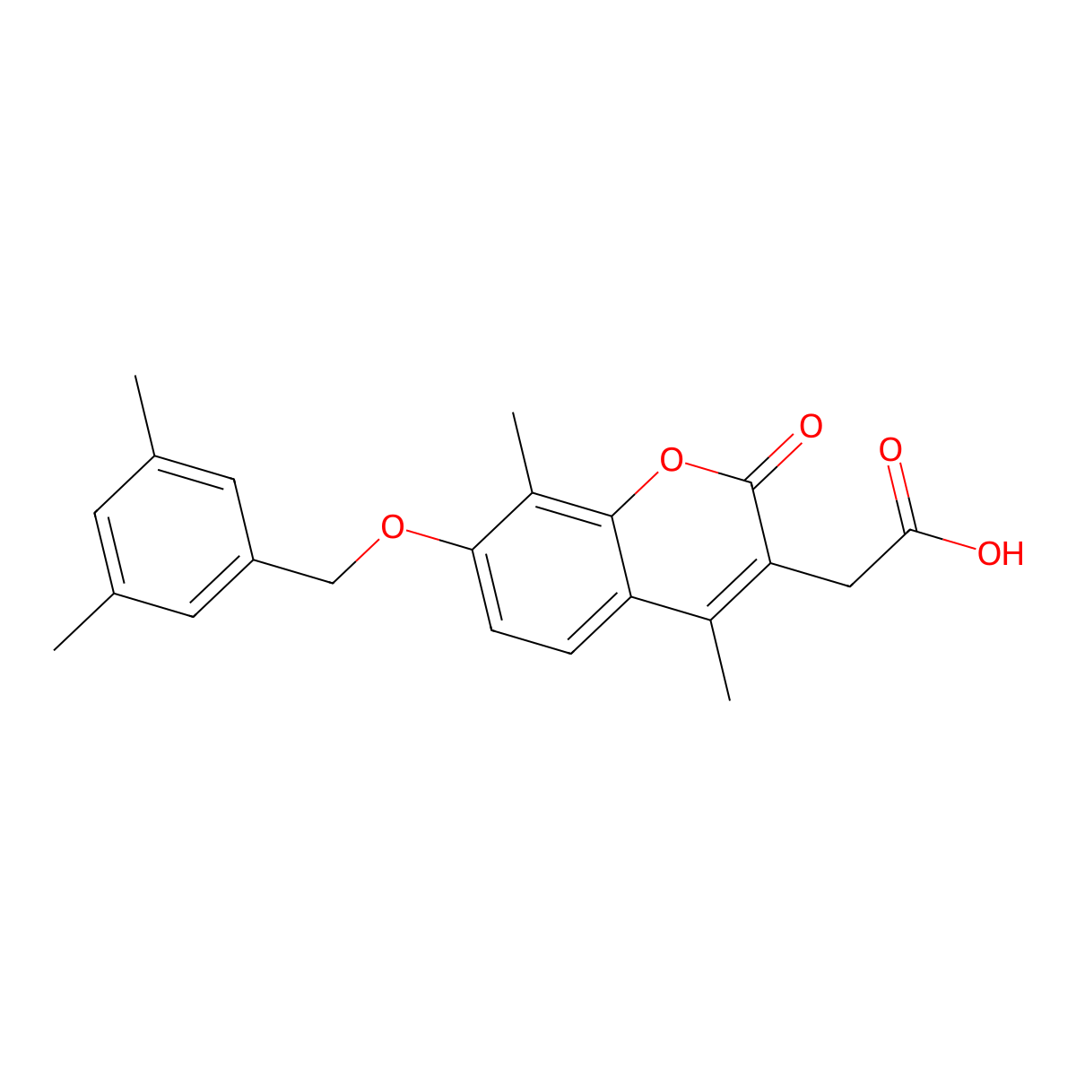 {7-[(3,5-dimethylbenzyl)oxy]-4,8-dimethyl-2-oxo-2H-chromen-3-yl}acetic acid molecular structure, CAS 701281-64-3