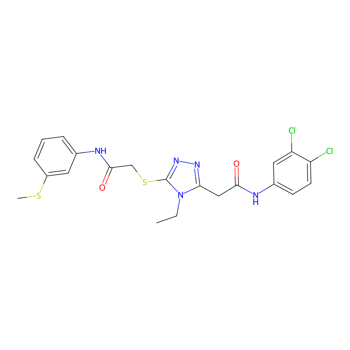 N-(3,4-dichlorophenyl)-2-[4-ethyl-5-[2-(3-methylsulfanylanilino)-2-oxoethyl]sulfanyl-1,2,4-triazol-3-yl]acetamide molecular structure, CAS 701282-16-8