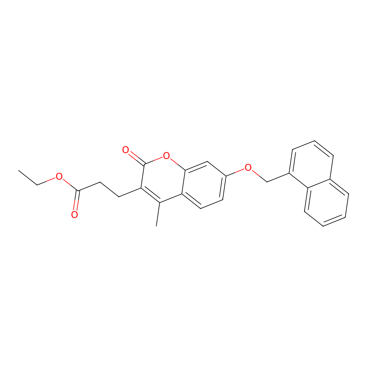 ethyl 3-[4-methyl-7-(naphthalen-1-ylmethoxy)-2-oxo-2H-chromen-3-yl]propanoate molecular structure, CAS 701282-29-3