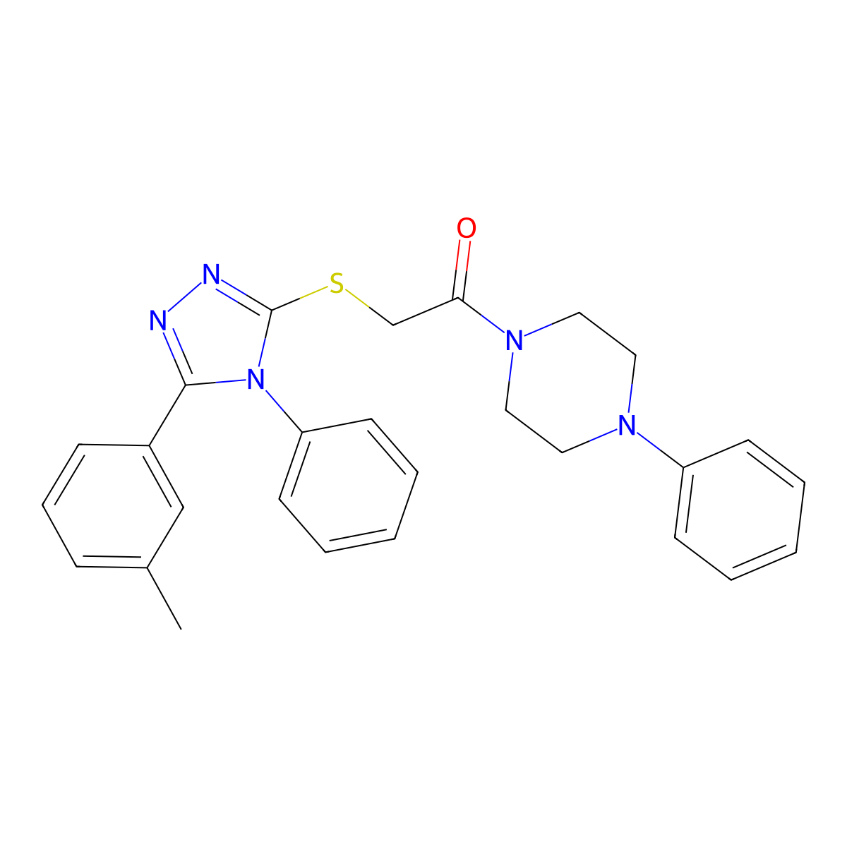 2-[[5-(3-Methylphenyl)-4-phenyl-1,2,4-triazol-3-yl]sulfanyl]-1-(4-phenylpiperazin-1-yl)ethanone molecular structure, CAS 701282-56-6