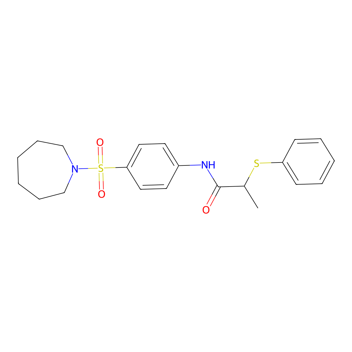 N-[4-(azepan-1-ylsulfonyl)phenyl]-2-phenylsulfanylpropanamide molecular structure, CAS 701282-84-0