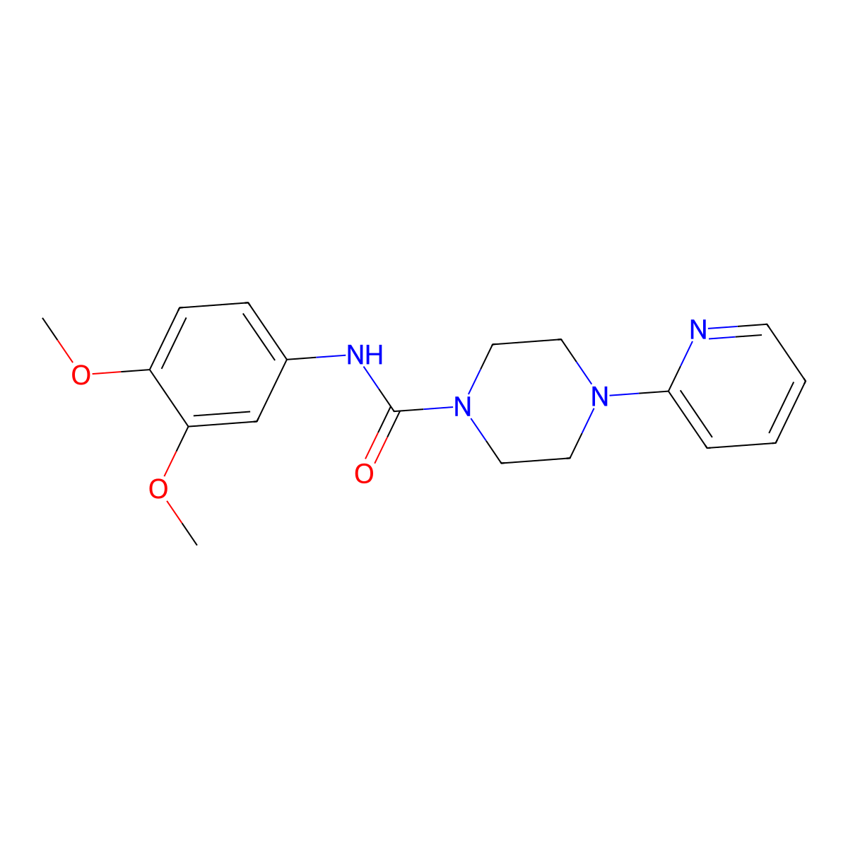 N-(3,4-dimethoxyphenyl)-4-pyridin-2-ylpiperazine-1-carboxamide molecular structure, CAS 701282-86-2